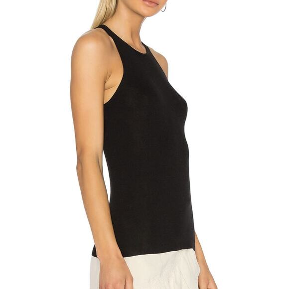 A.L.C. Womens Nello Racerback Tank Top Sm Black Cotton Blend Minimalist - Picture 1 of 8